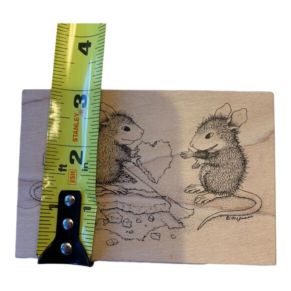 House Mouse Chocolate Heart Rubber Stamp Stampa Rosa 1998 Wood Mount Craft Tool - Picture 5 of 7